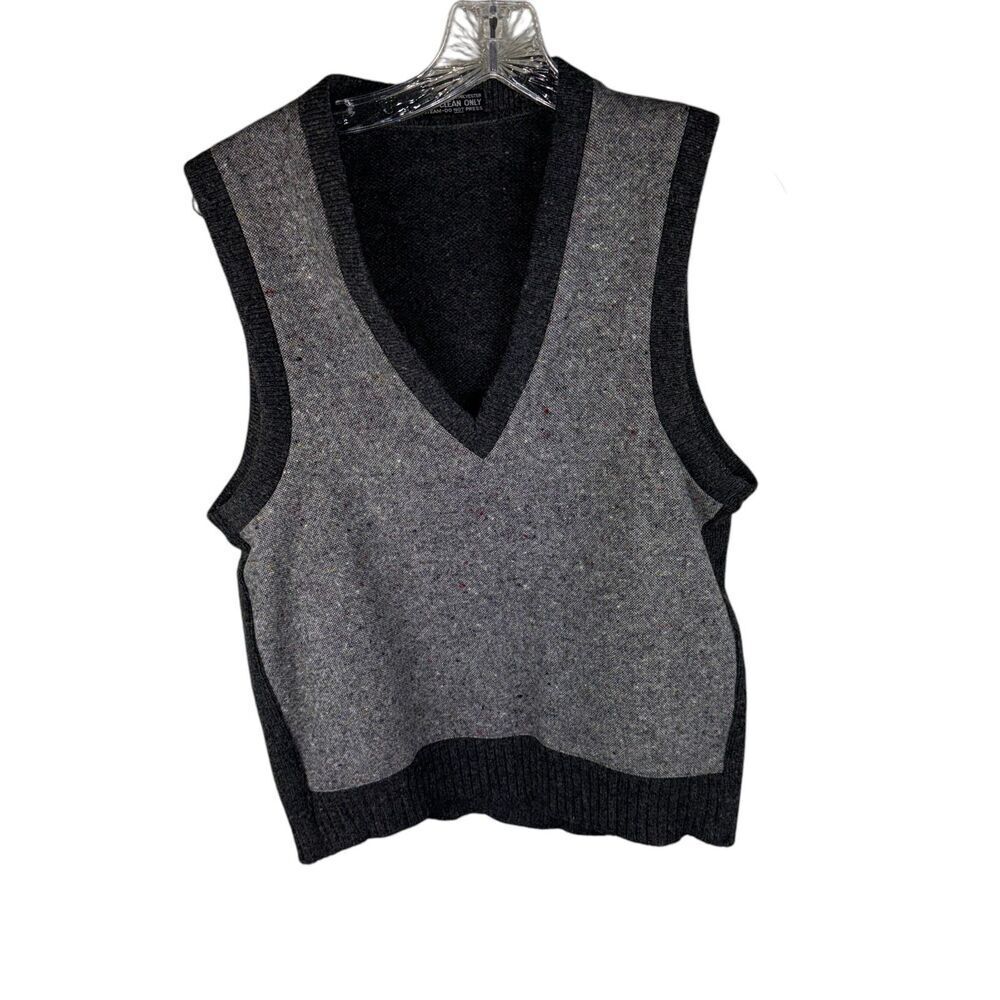 Vintage Wool Blend Gray Vest Women Size Small V Neck Classic Work